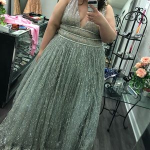Silver Glitter Prom Dress